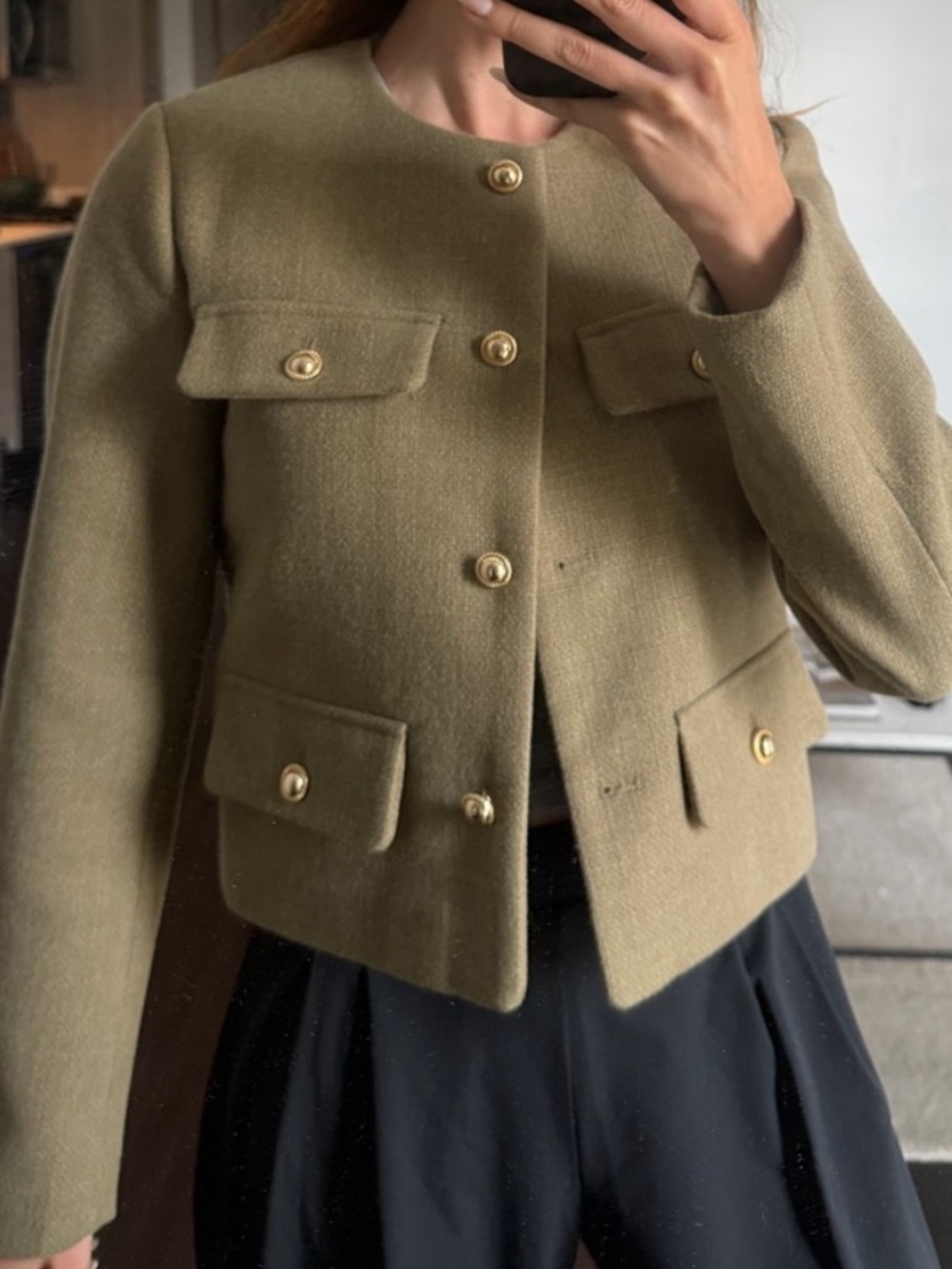 ZARA TWEED COLLARLESS COAT- size XS NWOT - Picture 1 of 4